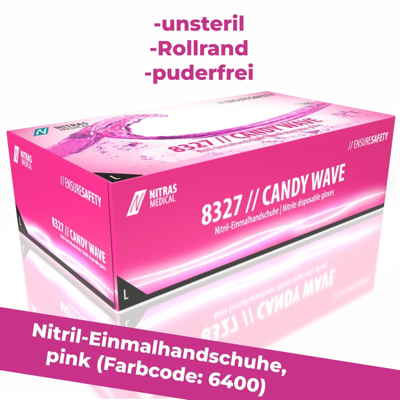 Nitras Medical 8327 Candy Wave Nitrile Disposable Gloves Magenta Pack