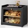 Goozii Black Bread Box for Kitchen Countertop, Large Bread Storage