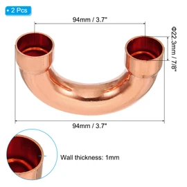 PATIKIL 7/8 Inch ID Copper Pipe Fittings, 180 Degree Return Bend Copper Pipe Sweat Welding Solder Connection for HVAC Air Conditioning Hydraulic