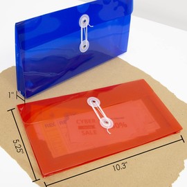 BAZIC Plastic Envelope Poly Envelopes, Coupon Size Folder, Check File Folders for Bills Receipts, String Closure, Home Office Supplies, Total 72 Counts