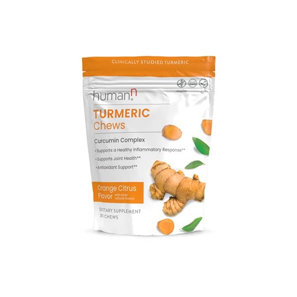 HumanN Turmeric Curcumin Chews Supplement – High Absorption Turmeric - Orange Citrus Flavor, 30 Count