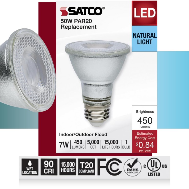 Satco S11496 7 Watt Econo LED PAR20; 5000K; 35 Degree