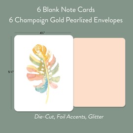 Willow & Ivy Press - Made In USA - 6 Blank Note Cards with Envelopes 4x6, Cute Stationary Letter and Envelopes - Stunning High End Stationery Set For Women with Foil, Glitter Accents