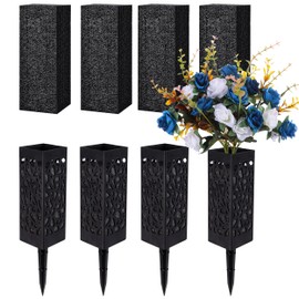 MOOMASS Cemetery Vases with Spikes and Foam - Cemetery Flower Holders with Black Drainage Hole, Perfect for Cemetery Grave Decoration (4)