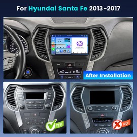 Fuluku【8 Core 4+64GB】 for 2013-2017 Hyundai Santa Fe Android 15 Car Stereo with Wireless Carplay Android Auto, 9'' Touch Screen Radio Dash Kit GPS/WiFi/32EQ DSP/Bluetooth 5.0/SWC/Mic, Backup Cam