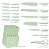hecef 15 Pieces Kitchen Knife Set with Built-in Sharpening Wooden