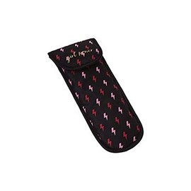 Miamica Hair Iron Case Heat Resistant Lining Packing Organizer - Black with Pink and Red Bolts