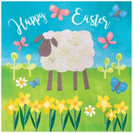 Religious Easter Cards - Easter Sheep, pack of 5 cards with white envelopes, with Bible verse inside these Christian Easter cards, by Just Cards Direct