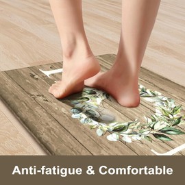 KIMODE - Alfombrillas de cocina acolchadas antifatiga, alfombras de cocina de granja, alfombrillas de cocina para piso de 2 piezas, cómodas alfombrillas acolchadas para fregadero, lavandería, oficina,