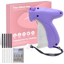 Stitch Gun for Clothes,Mini Quick Stitch Sewing Gun -Clothing Tag Gun 6 Needles,500 Black & 500 White Fasteners(Purple)
