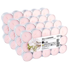 Ikea LUGNARE Jasmine/Pear/Ginger/Lily Scented Tealight Candles, Light Pink, 3.5 Hours - Set of 120, 3.8cm