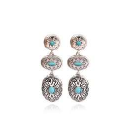 Country Concert Outfits for Women Western Earrings for Women Turquoise Western Outfit Oval Silver Earrings Dangle Country Concert Dress