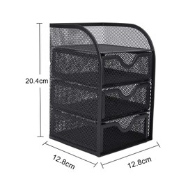 EasyPAG Mesh 3 Tier Small Drawer Storage Desk Tidy Desktop Organiser Office Supplies Holder,Black