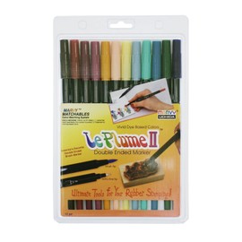 Uchida Of America Uchida 1122-12C Le Plume II Double-Ended Markers with Brush and Fine Tips, Victorian, Set of 12