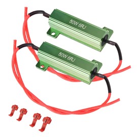 NYTKL 2PCS 50W 6Ohm LED Load Resistors, Automotive LED Turn Signal Resistor Flasher Adaptor with Wire Clips, Vehicle Replacement Resistors for Fixing Hyper Flash Warning Cancellor (Green)