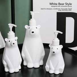 Soap Dispenser Refillable White Polar Bear Styling Plastic Liquid Soap Dispenser Press Type Manual Shampoo Dispenser Shower Dispenser for Home, Hotel (450 ml)