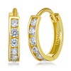14k REAL Yellow Gold 2mm Thickness CZ Channel Set Hoop