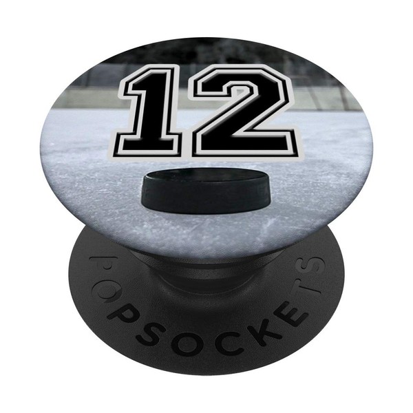 Ice Hockey Custom Jersey Number 12 twelve Puck on Rink