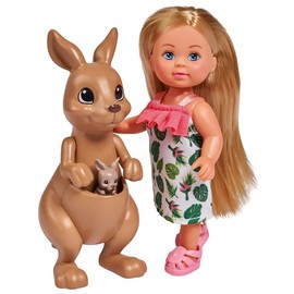 Simba 105733513 Steffi Love Kangaroo, Doll in a Cute Dress with Kangaroo, Mother and Baby, with Cute Function, Try-me, 12 cm, for Children from 3 Years
