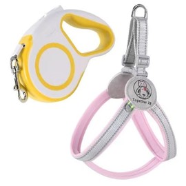 AILEVERS Easy Walk Step in Pet Harness - No Pull Dog Harness with Collar and Leash Set for Small Medium Dogs and Cats - Pink+, S