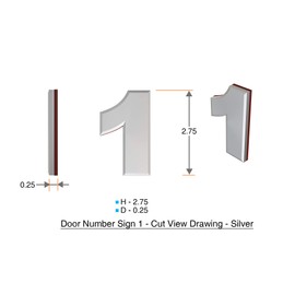 Apartment Number 1B Sign/Mailbox Number Sign, Door Number Sign. Letter C (Silver,3D, Size 2.75 x 1.75, Comes with Double Sided Tape)- The Maple line
