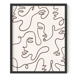 HAUS AND HUES Minimalist Line Art Wall Decor - Abstract Woman Silhouette, Modern Face Collage Art, Minimalist Wall Print (Unframed, 16"x20")