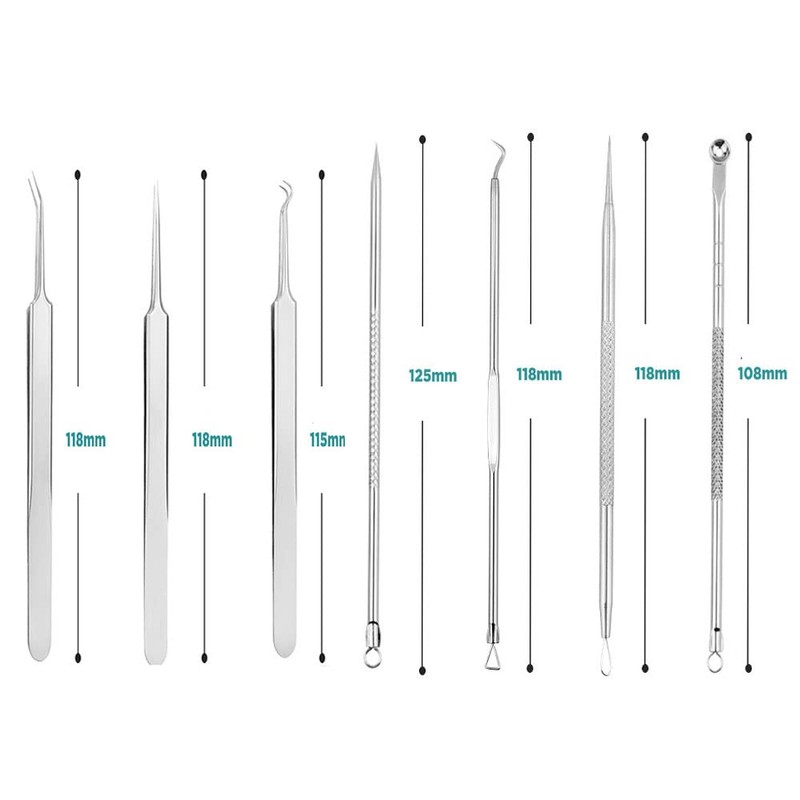 7 Piece Square Plug Tweezers, Tenless Precision Tweezers, Pore Care