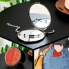 Wooden Surface Metal Frame Round Travel Mirror