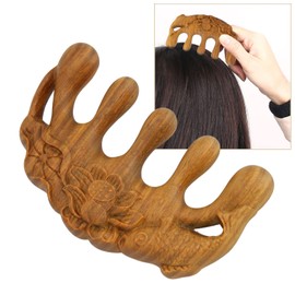 Meridian Wide Tooth Massage Comb, Green Sandalwood Meridian Comb for Meridian Health Massage, Head Scalp Massage Comb for Neck Shoulder Hand