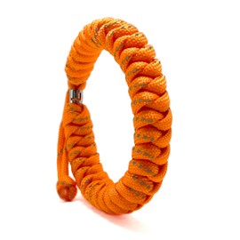 LAMIBEE Orange Reflective Survival Paracord Bracelet, Handmade for Camping and Hiking, Military Durable, Resizable 7-10 Inches, 550 lbs Strength (Orange)