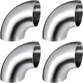 Vechkom 4 PCS 3'' Exhaust Elbow 90 Degree Pipe 304 Stainless Steel Mandrel Bend Elbow 3 Inch OD Mandrel Elbow Thickness 16GA/.065"for Car Modified Exhaust Elbow Pipe, Stair Handrail
