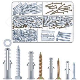 188Pcs Screws and Wall Plugs Set, Heavy Duty M5/M6/M8/M10 Screws and Plastic Wall Anchors Kits For Brick, Masonry, Plasterboard Fixings, Tv Bracket, Plaster