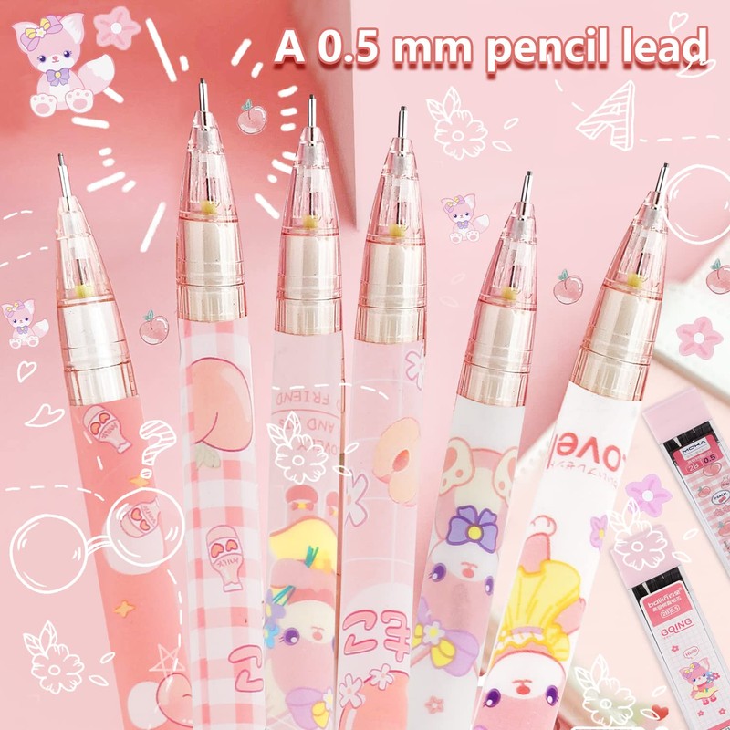 WACH AUF 8 Pieces Mechanical Pencil Set Propelling Cute Pencils
