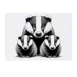 'Badger Family' Temporary Tattoo - Water Resistant, Skin-Safe, Non-Toxic Transfer (TO00083987)