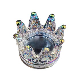1Pc 2 In 1 Crown Shape Nail Art Dappen Dish & Nail Pen Holder, Glass Nail Art Acrylic Liquid Powder Dapping Dish Crystal Cup Bowl Glassware Tool for Nail Art, Clear