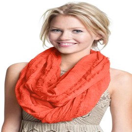 Orange Mobius Infinity Scarf Snood Cowl Circular Tube Eternity Shawl CJ Apparel