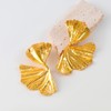 Chunky Gold Leaf Statement Earrings - Large Geometric Studs for