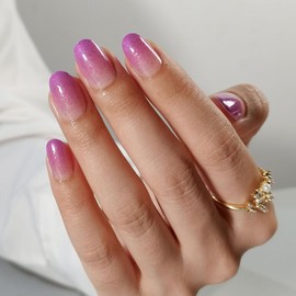 Curvlife Soft Gel Press On Nails Kit - 30pcs Full Cover False Ombre Purple Nail Tips Designs, Fake Nail with Nail Glue - Easy Application Nail Accessories for Women