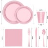 DFS 350 Pcs Pink Plastic Plates For Party, Disposable Dinnerware