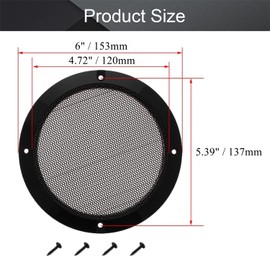 Fielect 5" Speaker Grill Cover Mesh Decorative Circle Subwoofer Guard Protector Cover Audio Accessories Black Metal Trim with 4 Screws