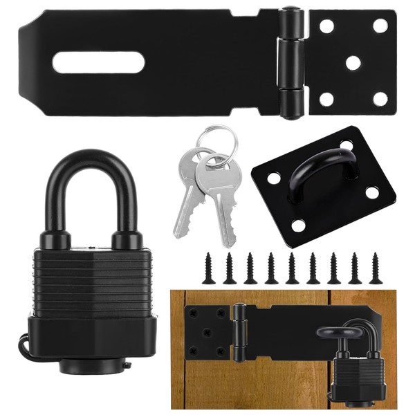 ASelected Padlock Hasp Kit, Shed Door Latch Hasp with Padlock