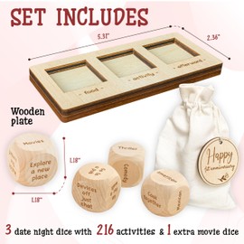 WOODAMORE 1 Year Anniversary Wooden Gifts for Girlfriend Boyfriend - 1st Anniversary Wood Gifts for Him Her, First Marriage Presents for Husband Wife, One Year Wedding Date Night Dice for Couples