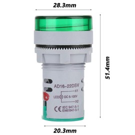 YWBL-WH DC 6-100V Volt Meter LED Digital Voltmeter Light Voltage Meter Indicator Round Lamp Tester