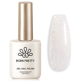 BORN PRETTY Jelly Gel Polish Jelly Glitter Gel Nail Polish Shimmer Milky White Gel Polish Translucent Natural Hema-Free Color Gel Polish Nail Art Manicure Varnish 15ML