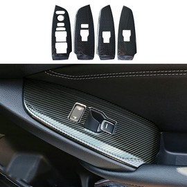 RUIHE 4pc Carbon Fiber Color Car Automobile Door Window Control Panel Cover Trim Fit for Honda Accord 2018 2019 2020 2021 2022 North American Version No Seat Heating