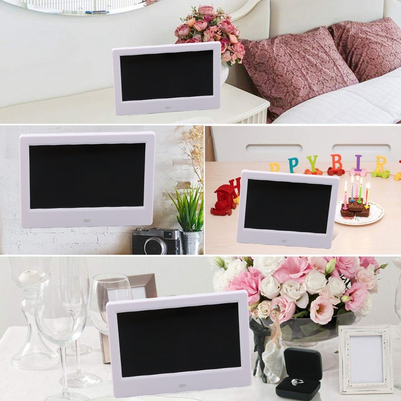 Digital Photo Frame White 7in IPS Screen 1024x600 HD Electronic