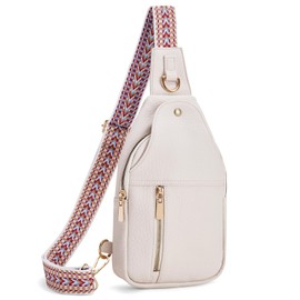 GOIACII Cossbody Bag for Women Anti Theft Travel Purse Sling Fanny Packs Leather Off White