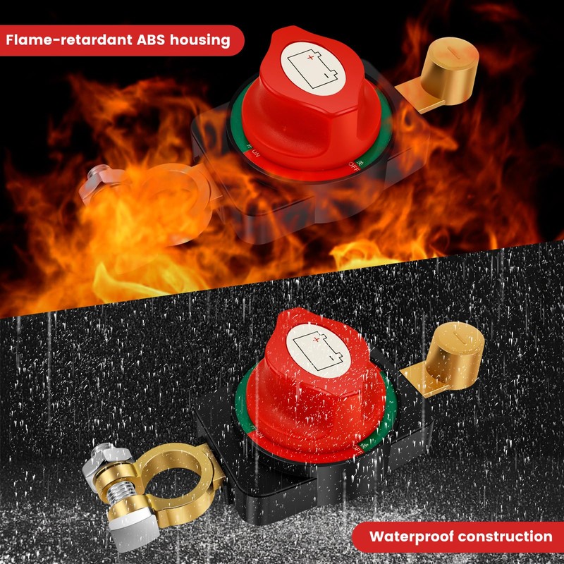 2PCS Battery Disconnect Switch Top Post, Battery Cut Off Switch