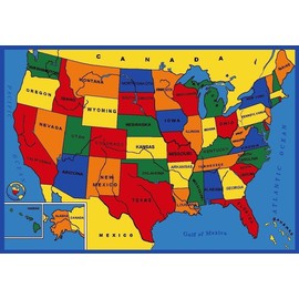iSavings Kids/Baby Room/Daycare/Classroom/Playroom Area Rug. Educational. Fun. USA Map. Fifty States. Non-Slip Gel Back. Bright Colorful Vibrant Colors (8 Feet X 10 Feet)