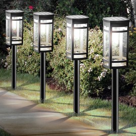 EXCMARK Solar Lights Outdoor Waterproof for Garden Pathway Walkway Driveway Yard Lawn Decorative Landscape Lighting. (Cool White Light, 8)